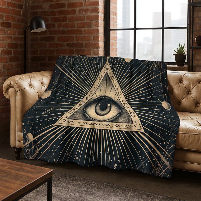 Faviora Flanelldecke Freimaurerei Das Auge des Dämons weiche warme Decke für Schlafzimmer Wohnzimmer Bett Reisen Camping und Picknick - Bild 1