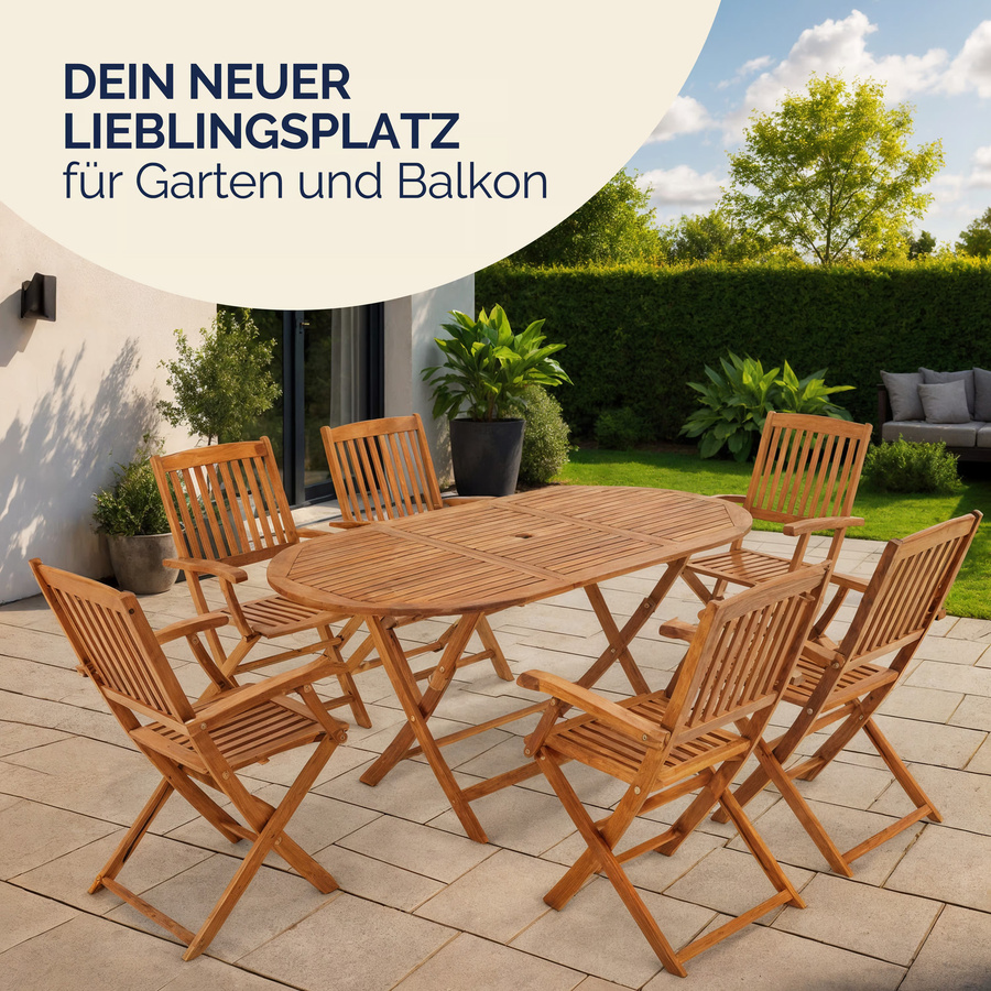 CASARIA Garten-Sitzgruppe Boston 7-teilig aus Akazienholz in Braun - Bild 2