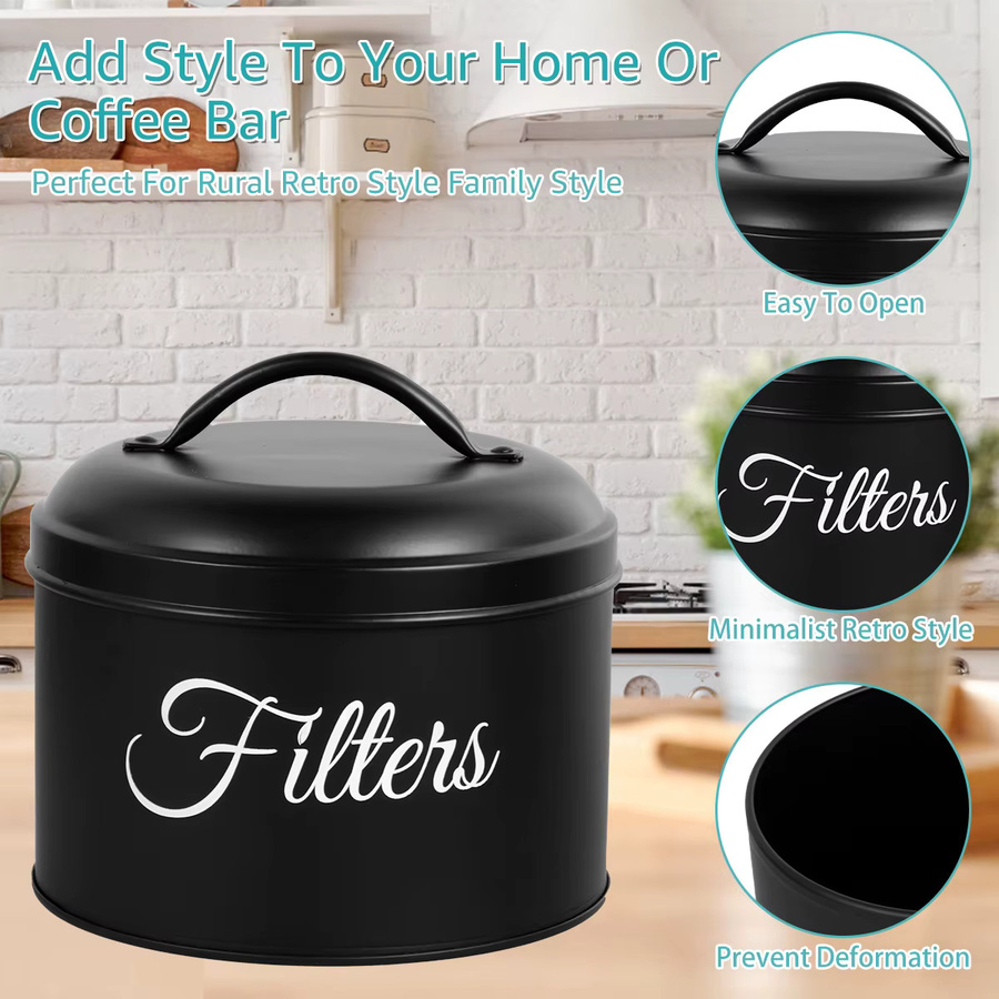 Willstar Kaffeefilterhalter aus Metall in Schwarz, runder Aufbewahrungskorb für die Theke, Breite: 15,5 cm, Tiefe: 15,0 cm - Bild 6