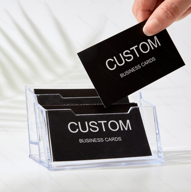 Personalisierte Visitenkarten mit Acryl-Aufbewahrungsbox in Schwarz, Matte Dankeskarten und Einladungen aus Papier und Kunststoff - Bild 1