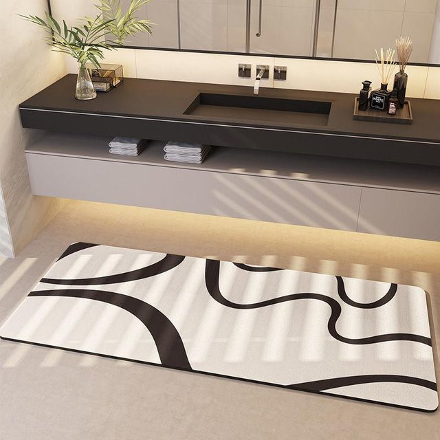 Saugfähige Kieselgurmatte von Yiran Furniture für das Badezimmer, rutschfest und schnelltrocknend, Farbe: Weiß, B/T: 70 x 45 cm - Bild 1