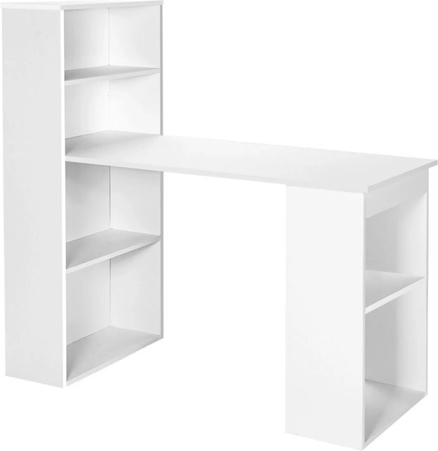 Costway Schreibtisch mit Bücherregal in Weiß, B/T/H: 122 x 56 x 122 cm - Bild 1