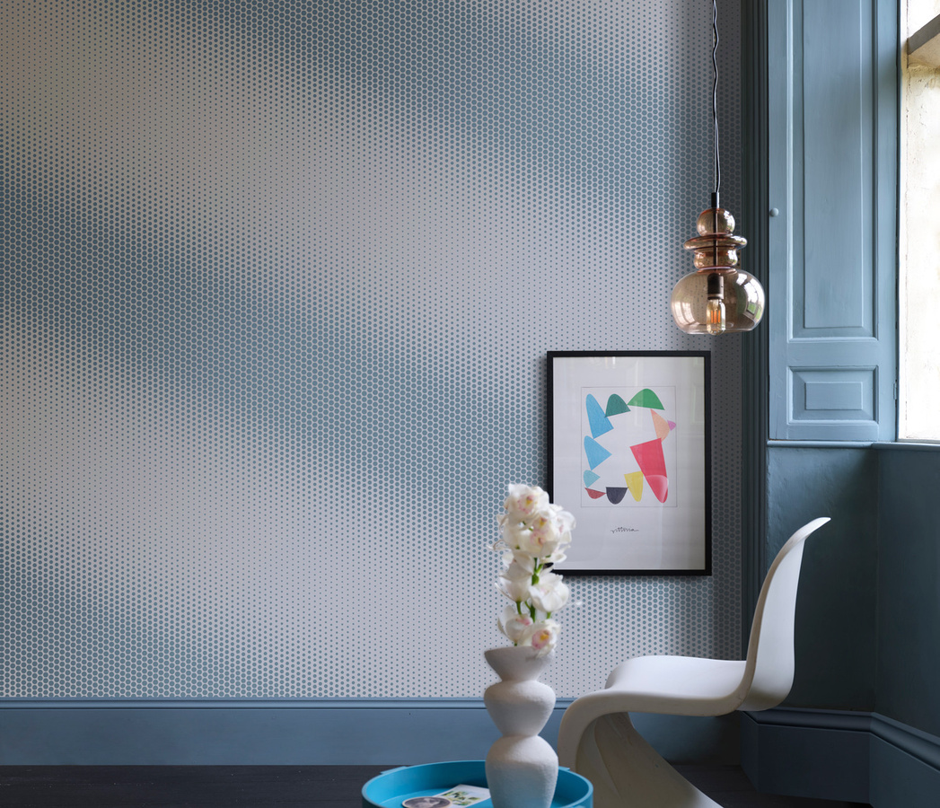 Farrow & Ball Tapete Dot in Au Lait/Sardine mit abstraktem Punktedesign - Bild 1