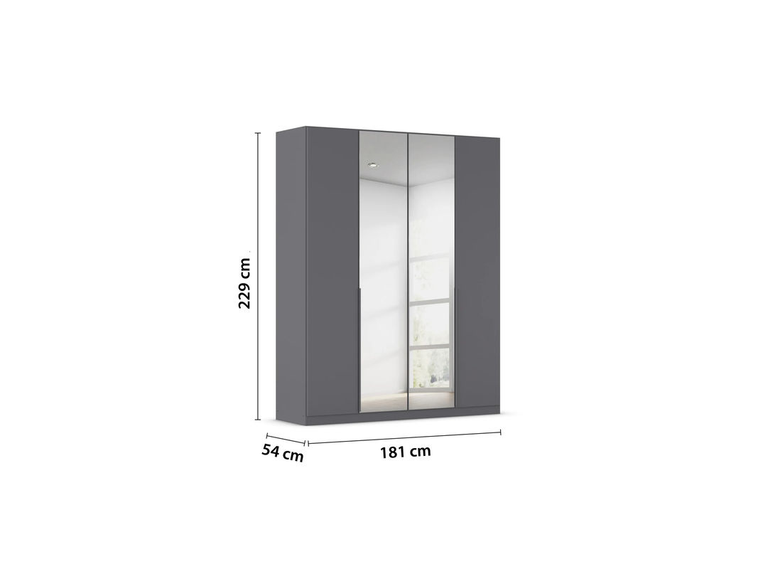 RAUCH Alabama Drehtürenschrank mit Spiegel in Graumetallic, B: 181 cm, H: 229 cm, T: 54 cm - Bild 3