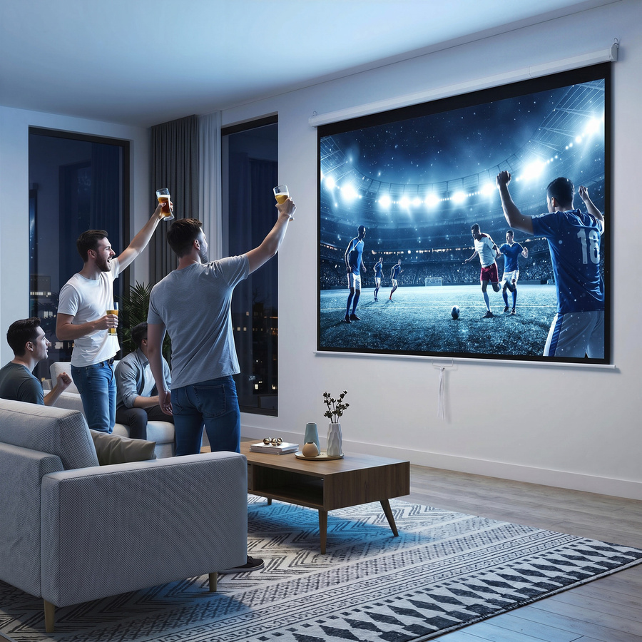 HOMCOM Beamer Leinwand 120 Zoll Projektionsleinwand mit manuellem Rollo für Heimkino und Büro, Format 4:3/16:9, Weiß/Schwarz, B: 244 cm x H: 183 cm - Bild 2
