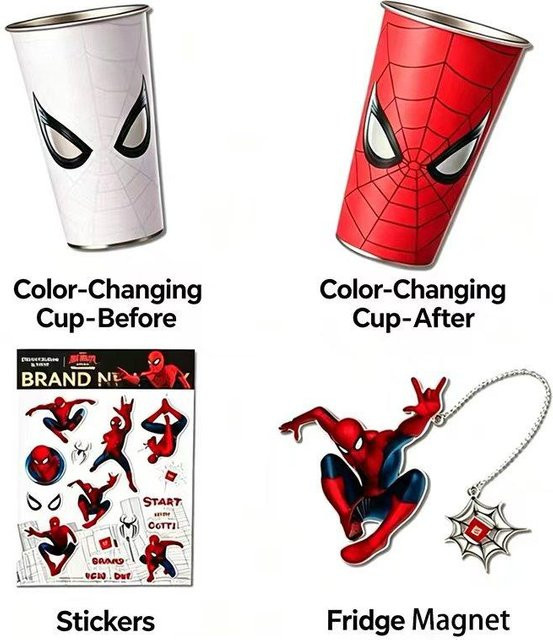 HARMONY XU Spider-Man Thermobecher-Set aus Edelstahl in Multicolour mit magischem hitzereaktivem Farbwechsel-Design - Bild 1