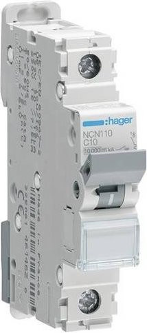 Hager NCN110 Leitungsschutzschalter 1-polig 10A 400V C-Charakteristik Weiß B/T/H: 1,75 x 7,0 x 8,3 cm - Bild 1