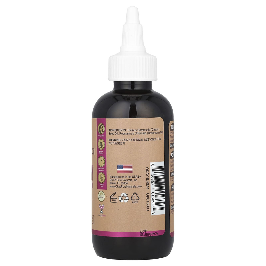 Okay Pure Naturals Schwarzes Jamaikanisches Rizinusöl mit Rosmarin, 118 ml, Unisex - Bild 2