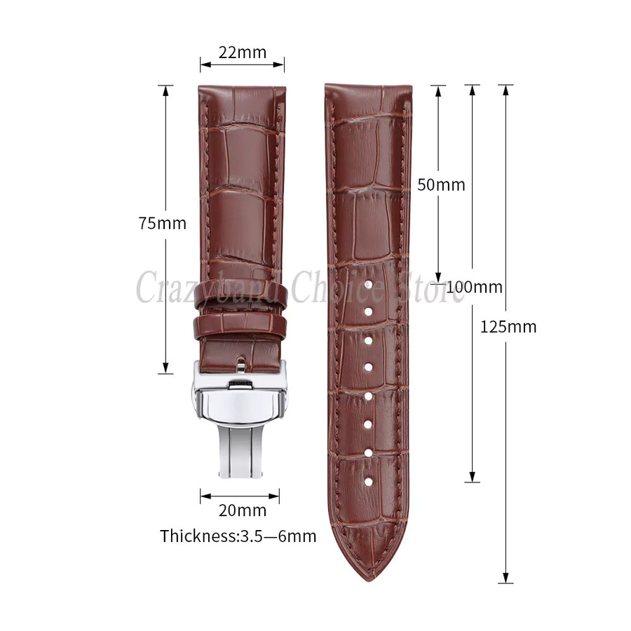 Uhrenarmband Leder, Bambusmuster, Schmetterlingsverschluss, Unisex - Bild 5