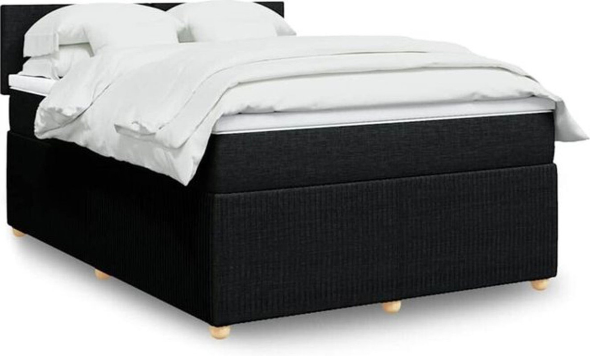 vidaxl Boxspringbett mit Matratze in Schwarz aus Stoff, B/T/H: 160 x 200 x 100,5 cm - Bild 1