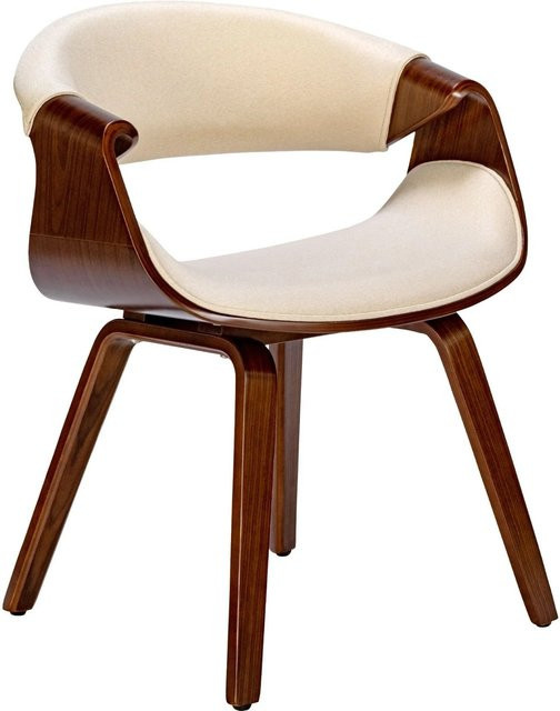 DELUKE Esszimmerstuhl VIZON in Stoff und Kunstleder, Farbe Walnuss/Beige, B/T/H: 62 x 52 x 76 cm - Bild 1