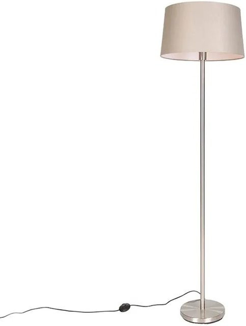 QAZQA Simplo Moderne Stehlampe aus Stahl in Schwarz mit dimmbarem Taupefarbenem Schirm, Höhe: 169 cm - Bild 1