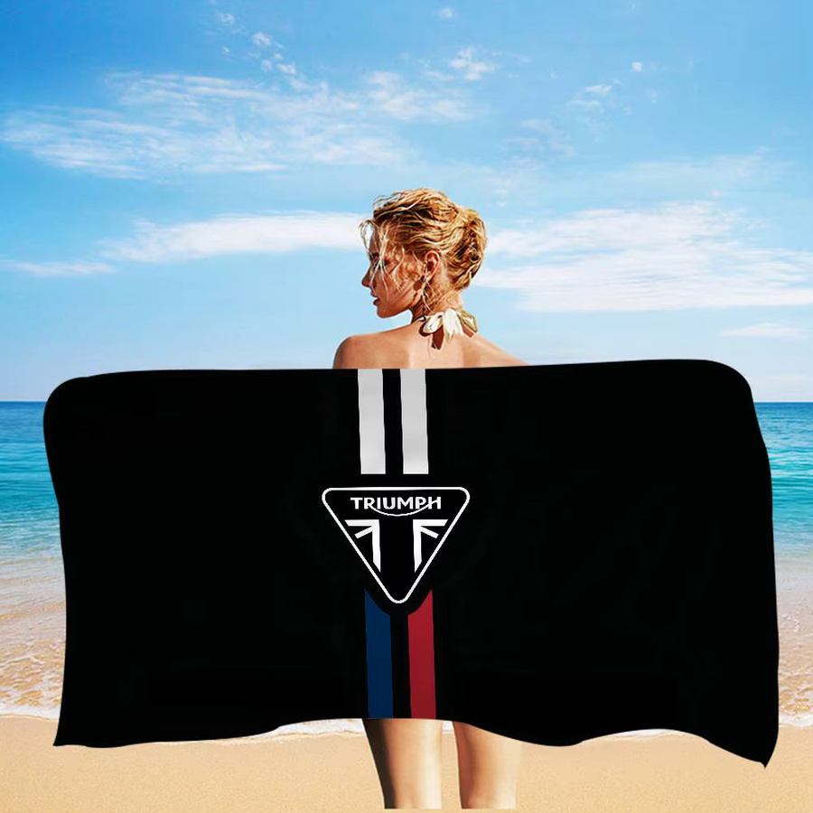 Potdemiel T-Triumph Motorrad-Logo Mikrofaserdecke, schnell trocknendes Strandtuch in Schwarz - Bild 3