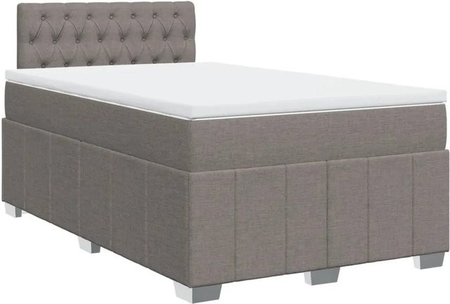 vidaXL Boxspringbett Hybrid mit Matratze und USB-Ladeport, Farbe Taupe, B/T: 120 x 190 cm - Bild 1