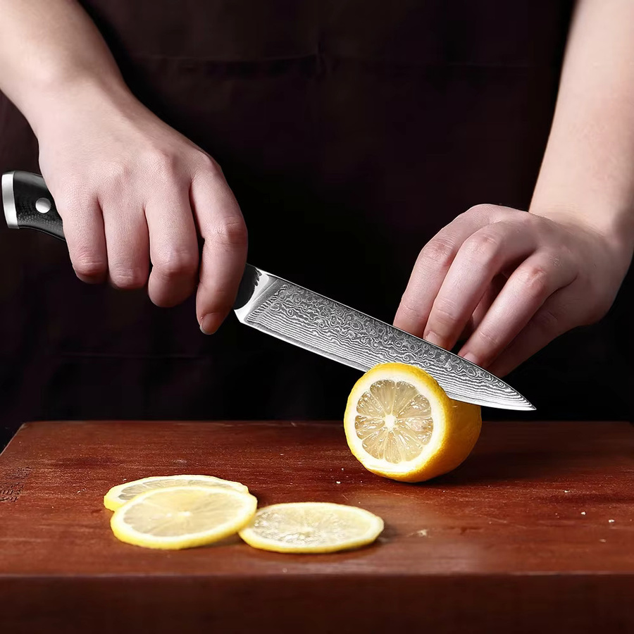 Xituo Damast Allzweckmesser mit 67 Lagen Stahl und schwarzem G10-Griff, 5 Zoll Multifunktionales Schälmesser für die Küche - Bild 5