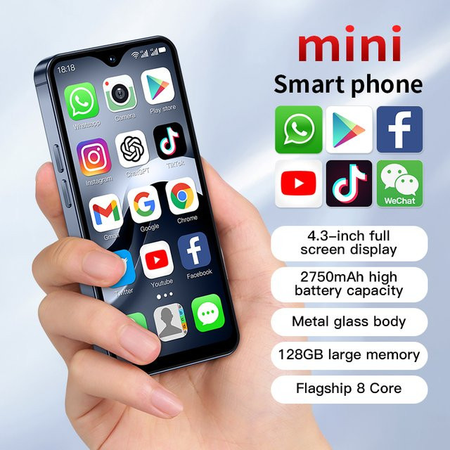 SOYES F9 Max 4G Mini-Smartphone mit 4,3 Zoll Android 12, 6 GB RAM, 128 GB Speicher, Octa-Core, 2750 mAh Akku und Typ-C OTG - Bild 1