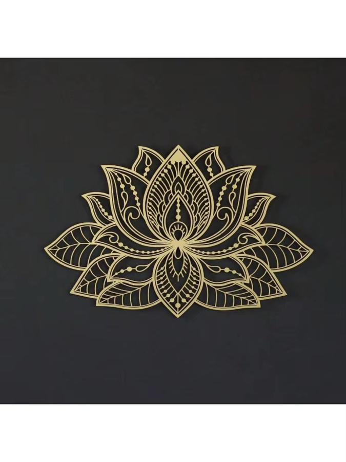 CIFBUY Lotus-Mandala Wandkunst aus Metall in Gold, Geometrische Blumen-Dekoration für Wohnzimmer und Garten - Bild 4