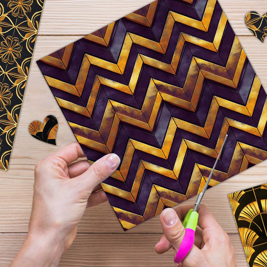 12 Stück Scrapbook-Papier mit goldenem Linienmuster für DIY-Handwerk und Geschenkverpackungen - Bild 4