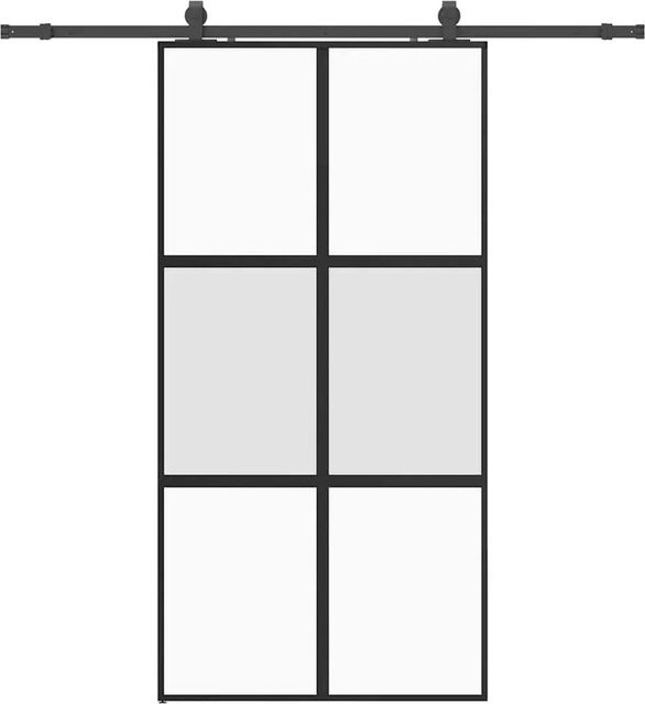 vidaXL Schiebetür aus Glas in Schwarz mit Beschlag, modern, B/H: 102,5 x 205 cm - Bild 1