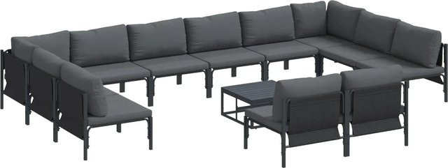 vidaXL Garten-Sofa-Set 13-teilig aus Stahl in Anthrazit mit Polstern und Armlehnen - Bild 1
