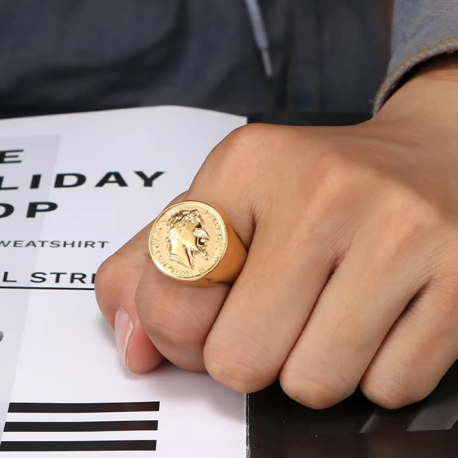CXQNEWA Ring Edelstahl, Gold, Herren - Bild 4