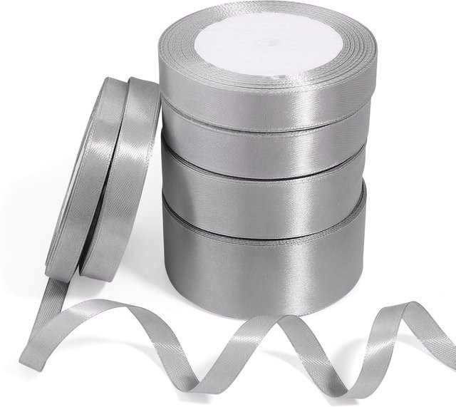 Graue Satinbänder für DIY Dekoration und Geschenkverpackungen, 25 Yards Länge - Bild 1