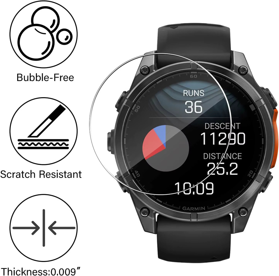 Hero Iand Schutzfilm für Garmin Fenix 8, Glas, transparent, Unisex - Bild 6