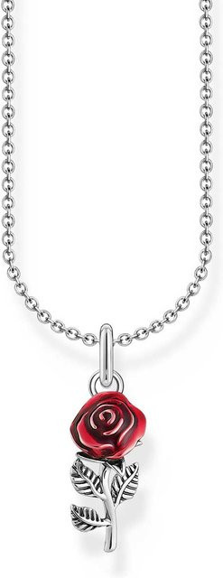 Thomas Sabo Kette mit rotem Rosen-Anhänger, 925 Silber, Damen - Bild 1
