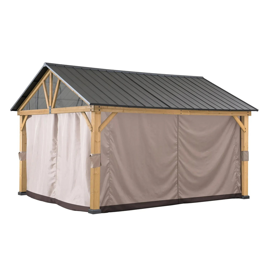 Sunjoy Gazebo Vorhang für Zedernholz Pavillon in Khaki, Breite: 335 cm, Breite: 399 cm - Bild 2