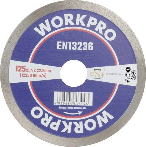 WorkPro GSOSCR-2 Diamanttrennscheibe Silber Durchmesser: 125 mm für Keramik, Porzellan, Marmor, Mauerwerk, Glas, Kalkstein, Granit und Naturstein - Bild 1