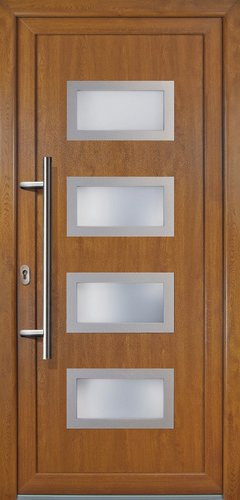 Meeth Kunststoff-Haustür Signum Exklusiv in Golden Oak mit satiniertem Glaseinsatz, nach innen öffnend, Farbe: Gold/Braun, Höhe: 200,0 cm, Breite: 88,0 cm, Tiefe: 32,56 cm - Bild 1