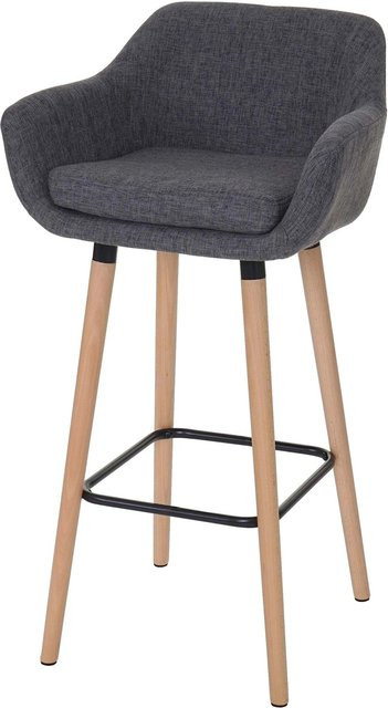 PROREGAL Barhocker Oslo mit Lehne in Grau, skandinavischer Design-Tresenhocker aus Textil mit Buchenholz, Sitzhöhe: 79 cm - Bild 1