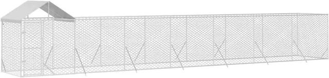 vidaXL Outdoor-Hundezwinger mit Dach aus verzinktem Stahl in Silber B: 14 m, H: 2 m, T: 2,5 m - Bild 1