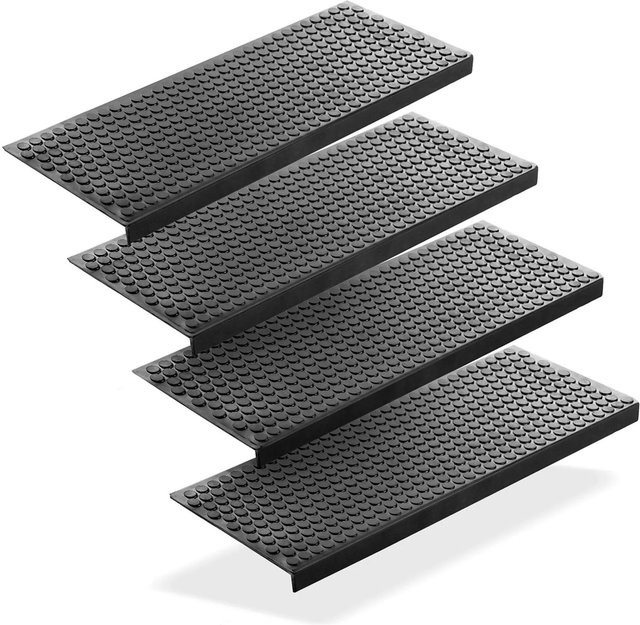 BigDean 4 Stück Stufenmatten aus Gummi mit Kreis Design in Schwarz, Anti Rutsch und Outdoor geeignet, B: 75 cm, T: 25 cm - Bild 1