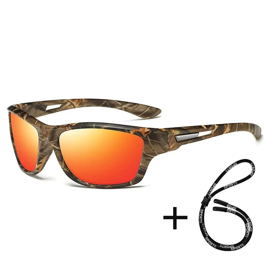 Sportsonnenbrille mit Kette, Tarnmuster, Vollrand, Kunststoff, Unisex, Multicolour - Bild 2
