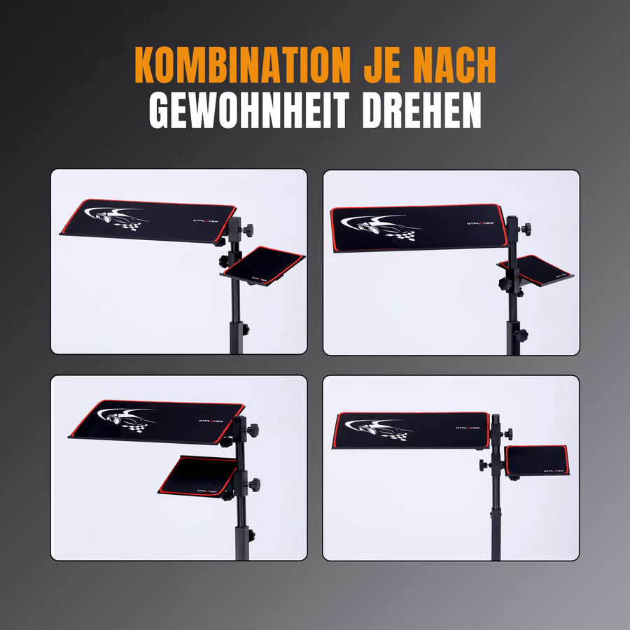 GTPLAYER Ergonomische Tastatur- und Maushalterung in Schwarz, höhenverstellbar von 58 bis 83 cm, mit Rollen, Tastaturpad und Mauspad für Home Office und Gaming - Bild 6