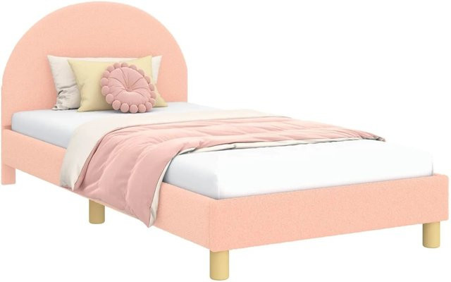 vidaXL Kinderbettgestell mit Kopfteil in Rosa mit Schafstoff und Seitenfächern, B/T/H: 90 x 200 x 108 cm (Höhe: 108 cm) - Bild 1
