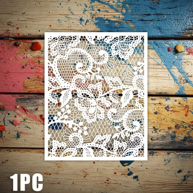 PenhuaMoban Spitzenmuster-Malschablone für DIY-Kunstprojekte auf Holz, Möbeln, Papier und Stoff, Breite: 25,4 cm, Höhe: 20,32 cm - Bild 1