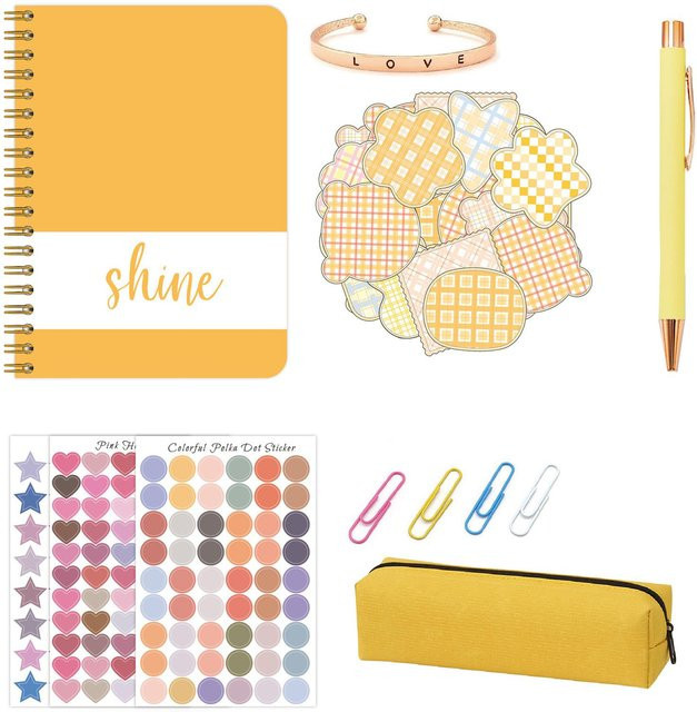 TOMTOP JMS DIY Journal Kit Planner Notebook Scrapbook und Diary Supplies Set in Gelb - Bild 1