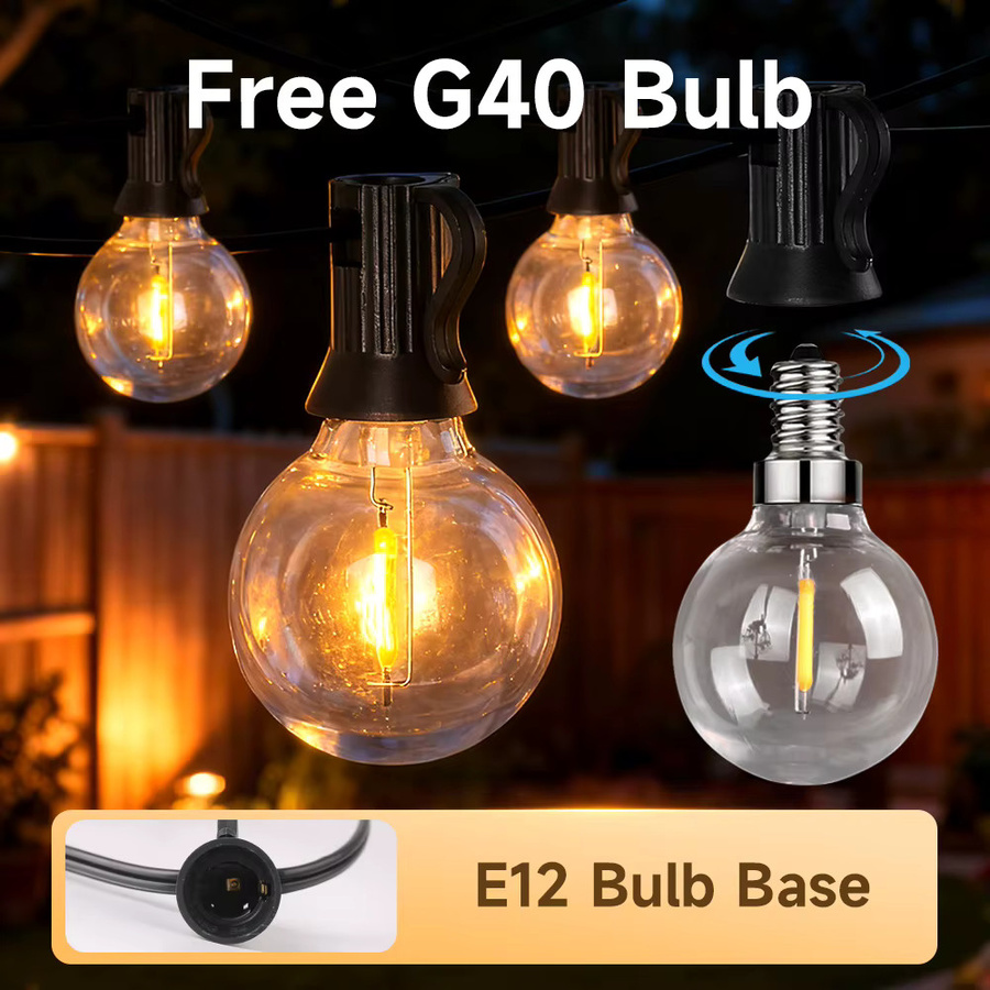 CANMEIJIA LED-Lichterkette für den Außenbereich mit warmweißen Kugelleuchten, IP65 wasserdicht, transparent - Bild 4