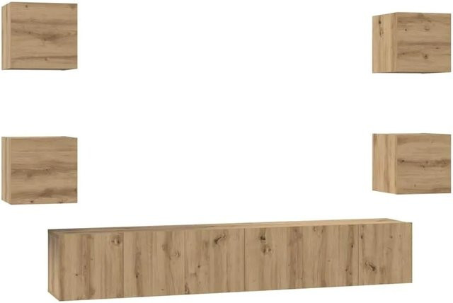 vidaXL TV-Schrankset Wandmontiert 7-teilig in Artisan-Eiche, Braun, MDF - Bild 1