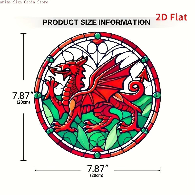 Potdemiel Acryl Rundschild Welsh Dragon Design Wanddekoration Multicolour Durchmesser: 20 cm - Bild 2