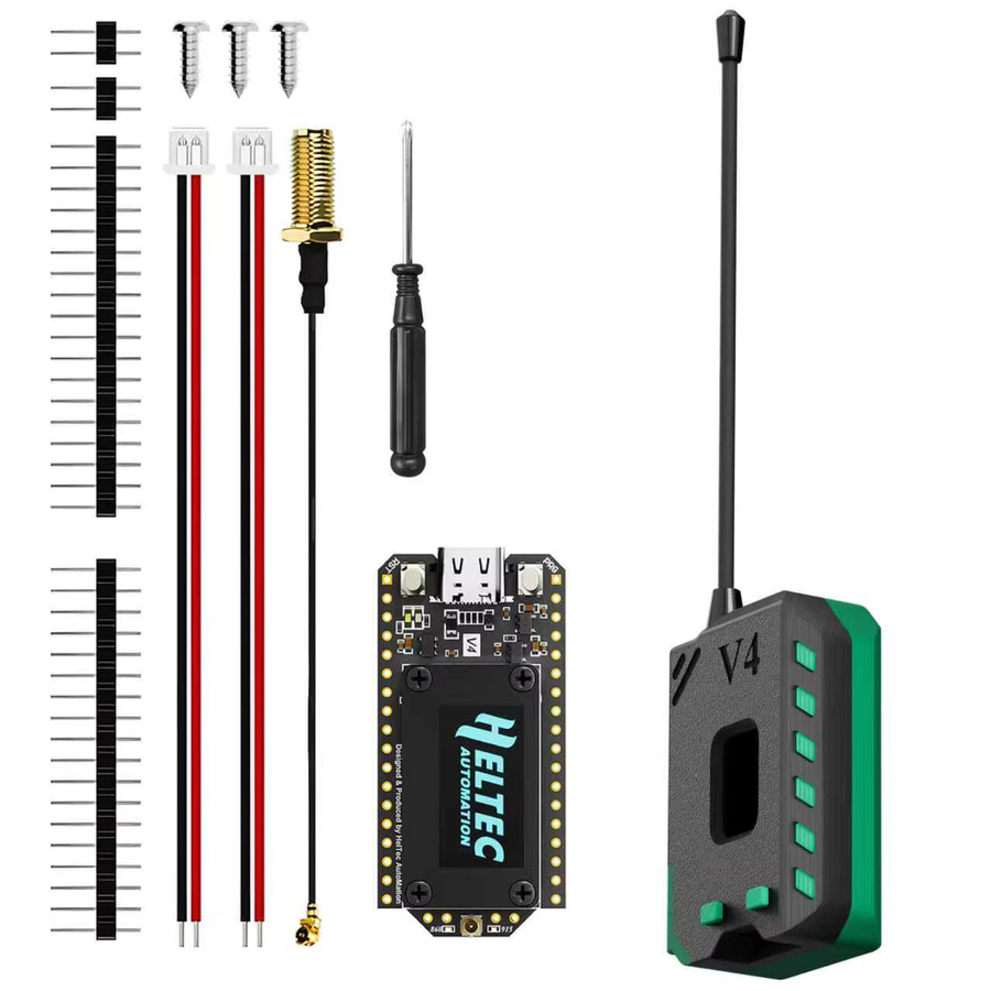 Heltec V4 Meshtastic WiFi LoRa 32 Dev-Board-Gehäuse-Set mit weicher Antenne, ESP32 SX1262, Solarbetrieb und BLE in Schwarz - Bild 2