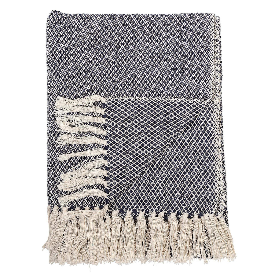 Bloomingville Plaid Barry aus recycelter Baumwolle in Blau, B: 130 cm, T: 160 cm - Bild 1