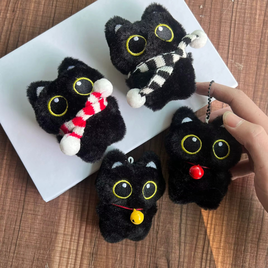 MOONBIFFY Schlüsselanhänger, Schwarze Katzenpuppe, Plüsch - Bild 4