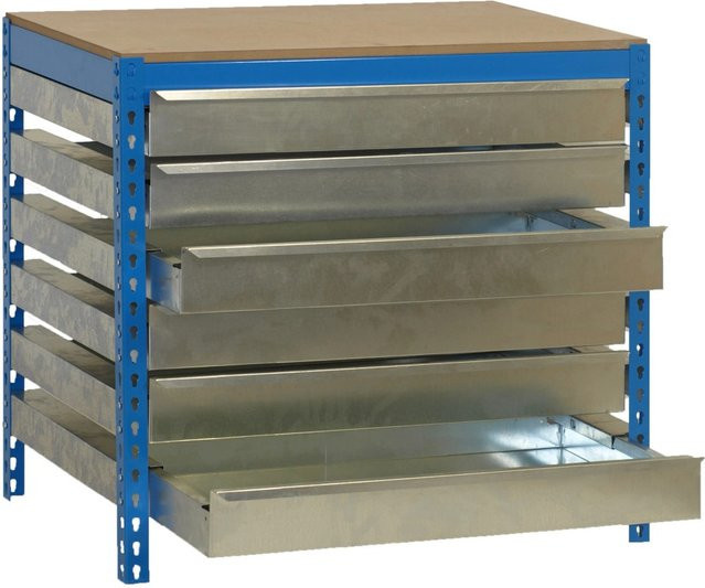 PROREGAL Werkbank Buffalo mit Schubfächern in Blau, höhenverstellbar, Traglast 600 kg, H x B x T: 84 x 120 x 76 cm - Bild 1