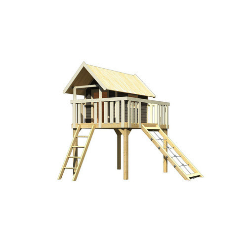 Karibu Stelzenhaus Fidel mit Netzrampe in Terragrau, B/H/T: 198 x 329,5 x 243 cm - Bild 3