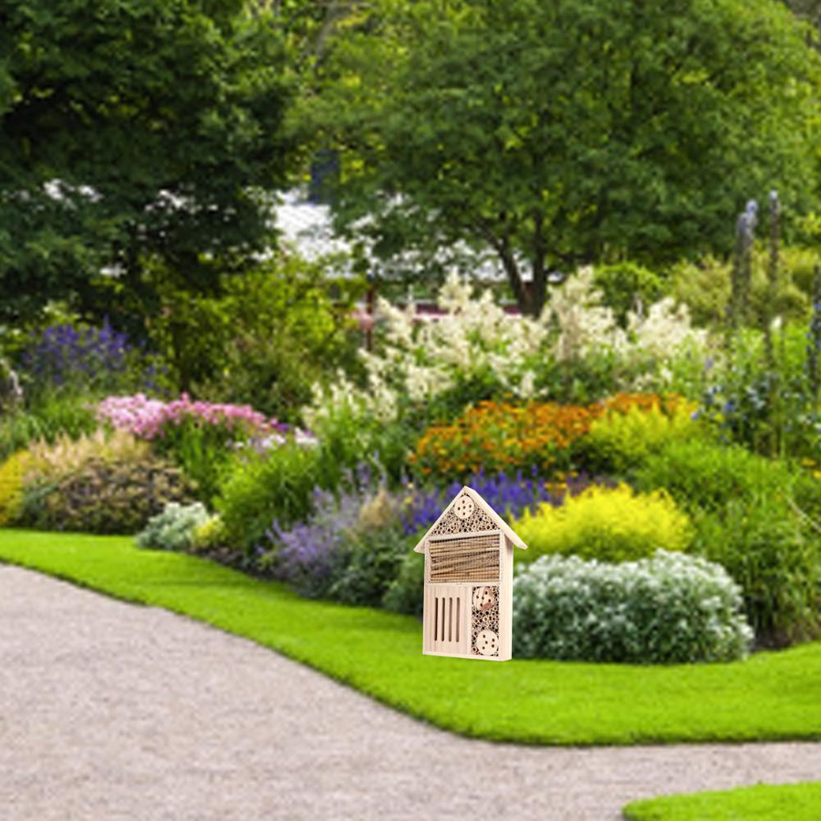 TOMTOP JMS Insektenhaus aus Kerzennussholz in Braun als Nistkasten und Unterschlupf für Bienen im Garten - Bild 4