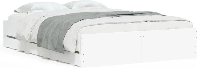 vidaXL Bettgestell mit Schubladen in Weiß aus Holzwerkstoff B/T/H: 135 x 190 cm - Bild 1