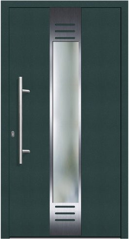 KNOCK Flügelüberdeckende Kunststoff-Haustür Terra in Moosgrün mit Glaseinsatz und Aluminium-Elementen - Bild 1